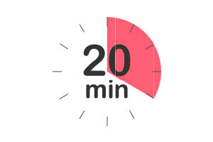 Icon showing a 20 minute breast cancer screening appointment time