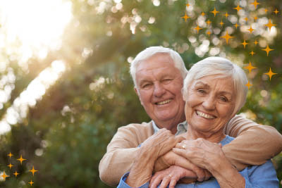 Older couple walking together on a paved trail on a fall morning in Wright County Minnesota